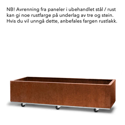 Bedd rust kan avgi farge på underlaget, dersom det ikke er ønskelig velg modellen rustlakk.