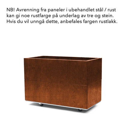 Bedd 80x40 h50 plantekasse med bunn og hjul/ben