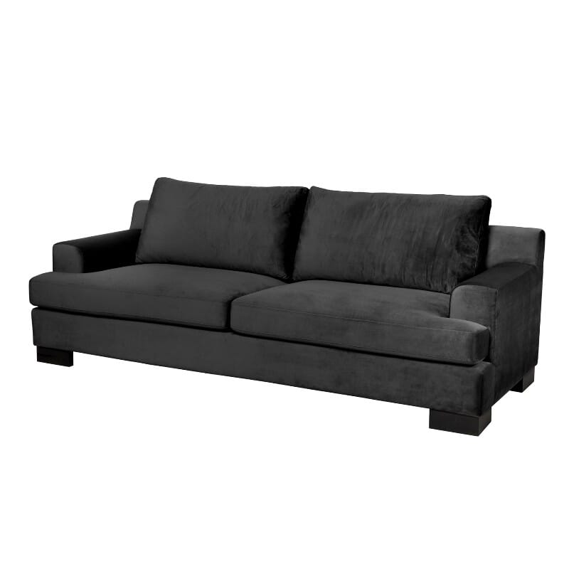 Sofaen "Miami" av Home Factory i stoffet velour, og farge sort