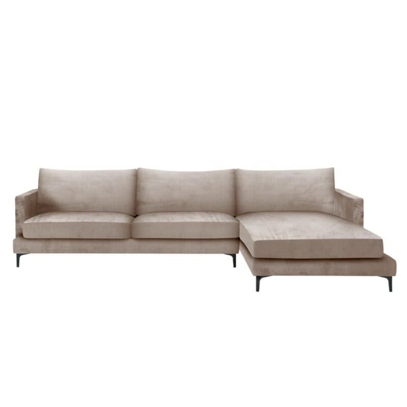 Montana høyre hjørnesofa i stoffet velour og fargen beige