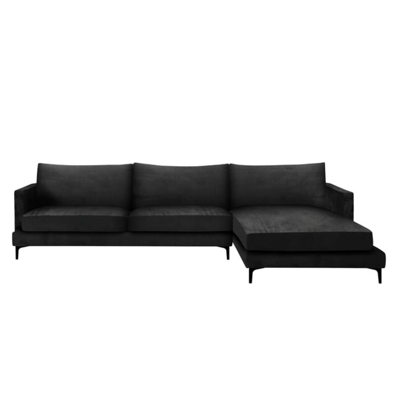 Montana høyre hjørnesofa i stoffet velour og fargen sort