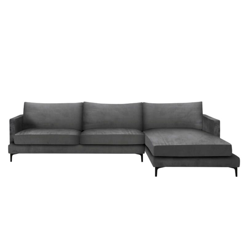 Montana høyre hjørnesofa i stoffet velour og fargen mørke grå