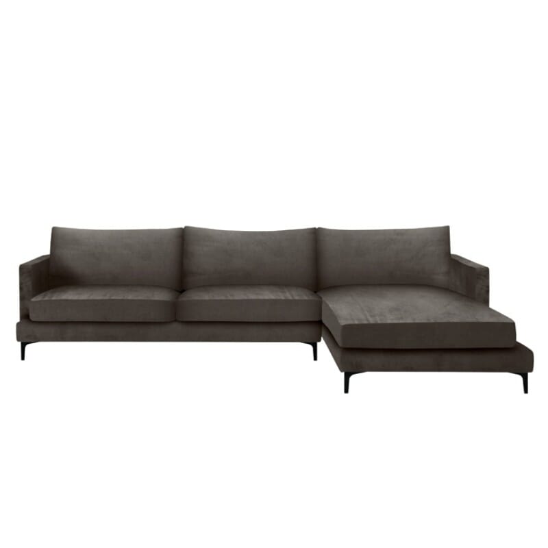 Montana høyre hjørnesofa i stoffet velour og fargen mole